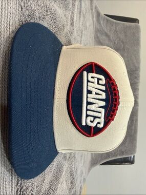 NFL Giants Cream and Navy Trucker Hat with Red Embroidered Logo